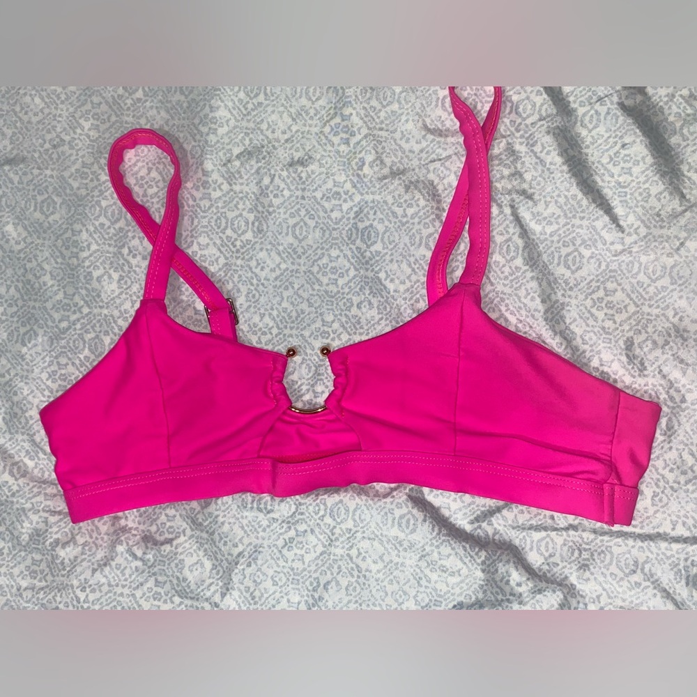SHEIN pink with gold accent bikini top medium